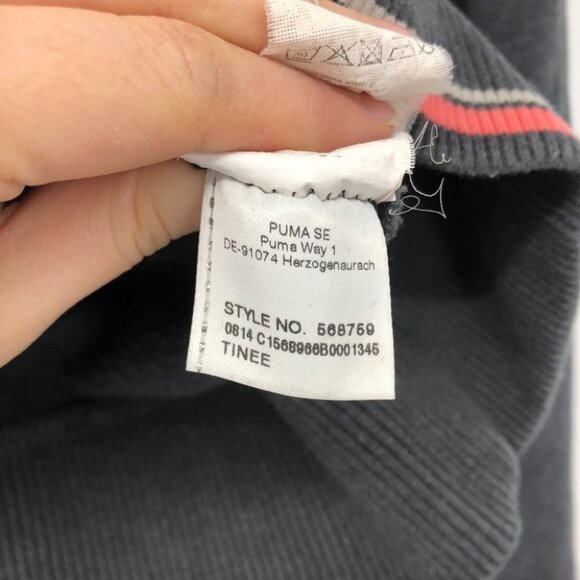 Puma charcoal grey pullover hoodie with through pocket hot pink accents S - Picture 4 of 13